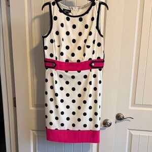 White Polka Dot Dress with Pink Accents